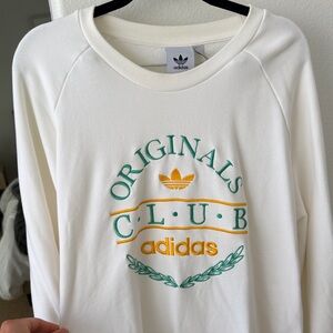 adidas white Sweatshirt with Green & yellow Embroidery size XXL